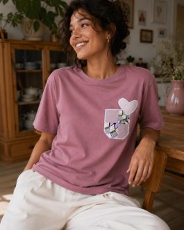 T-shirt vieux rose customisé – Taille M