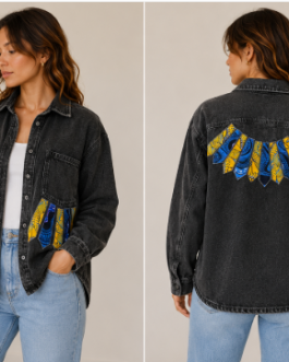 Surchemise en jeans noir effet délavé – Taille L