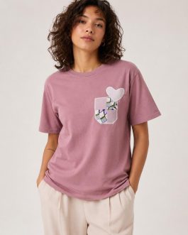 T-shirt vieux rose customisé – Taille M
