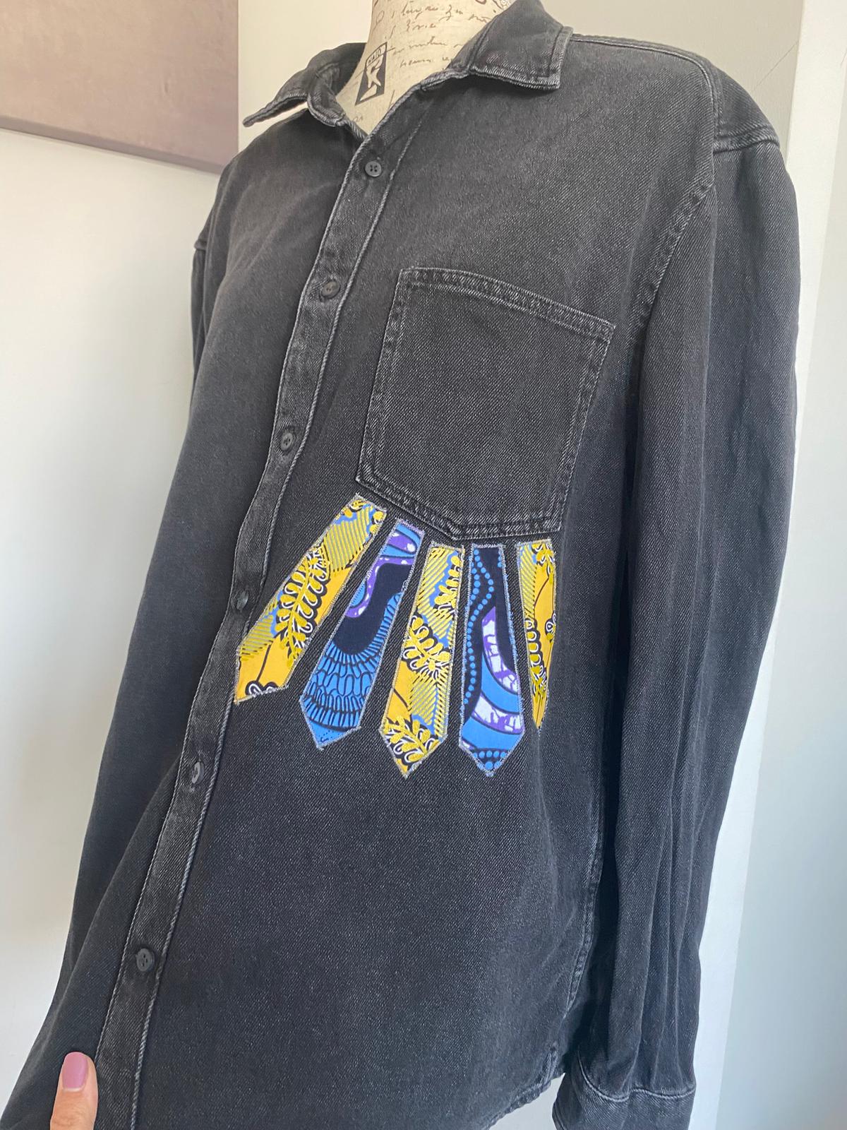Surchemise en jeans noir effet délavé - Taille L – Image 4