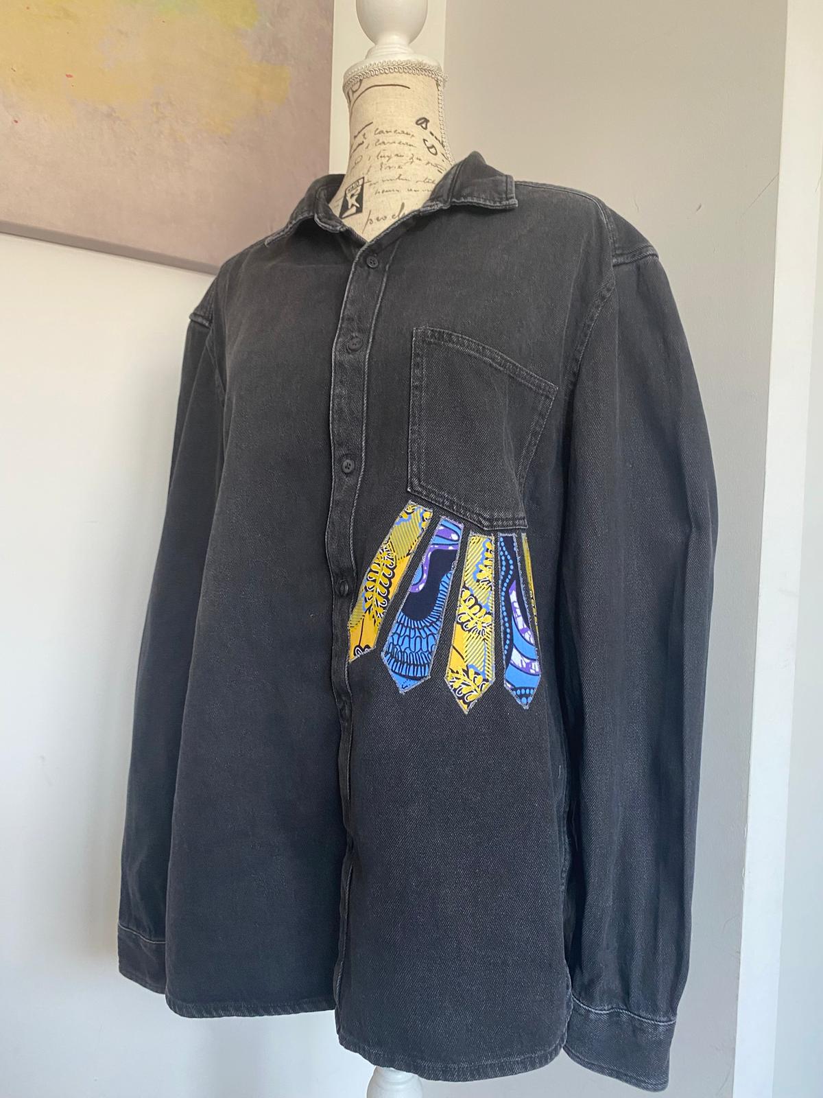 Surchemise en jeans noir effet délavé - Taille L – Image 5