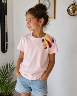 T-shirt fille rose personnalisé – Taille 8 ans