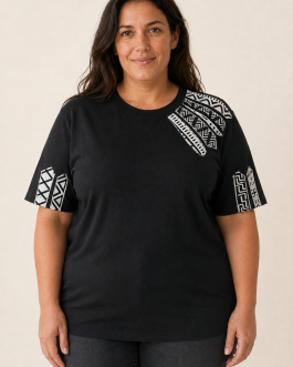 T-shirt noir oversize – Wax noir et blanc – Taille XXL