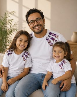 T-shirt blanc customisé wax violet et doré – Taille M/L oversize