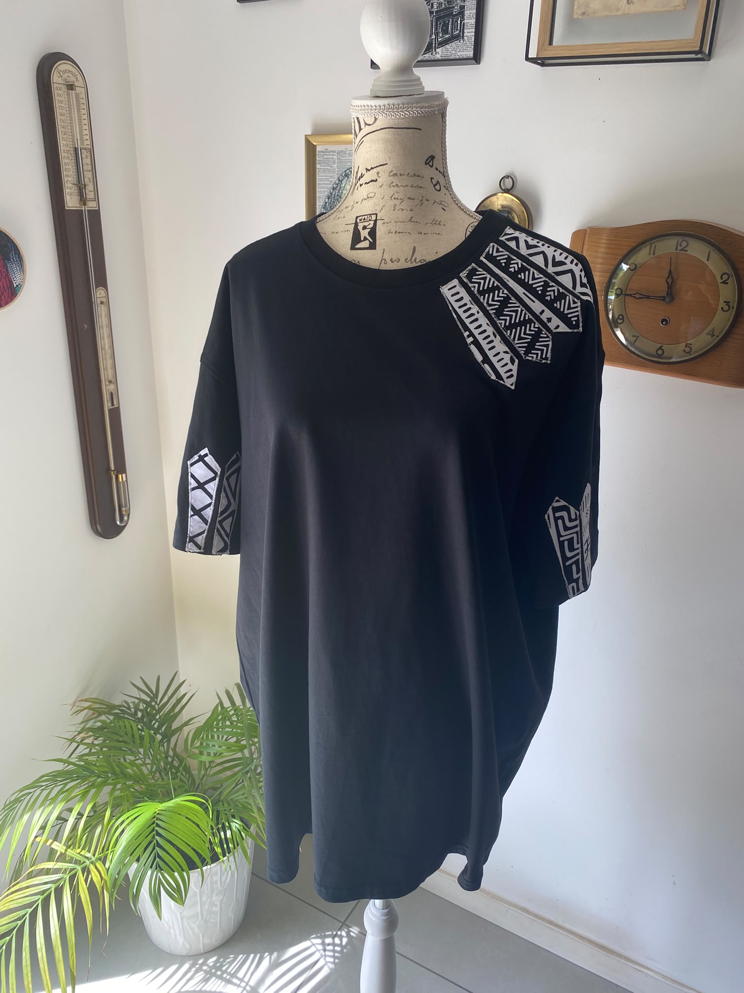 T-shirt noir oversize – Wax noir et blanc - Taille XXL – Image 5