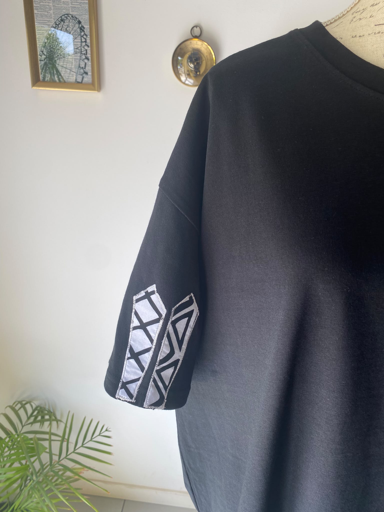 T-shirt noir oversize – Wax noir et blanc - Taille XXL – Image 2