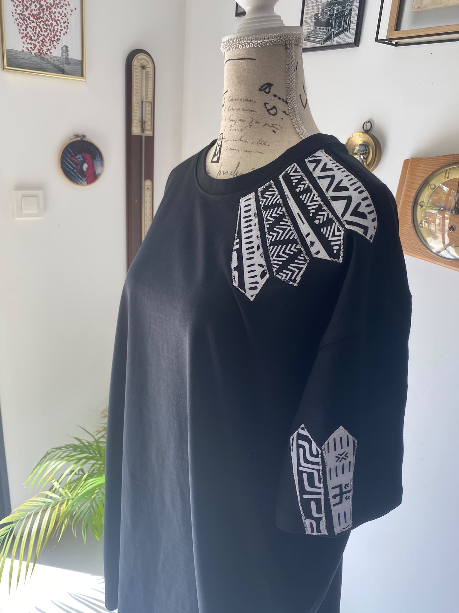 T-shirt noir oversize – Wax noir et blanc - Taille XXL – Image 3
