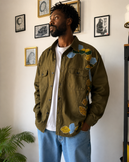 Veste-surchemise kaki en coton – Wax & jean – taille XXL