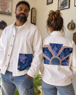 Veste blanche upcyclée wax – Taille S/M