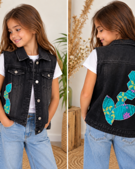 Veste en jean sans manches – Taille XS/S – Pièce unique MiJuCé