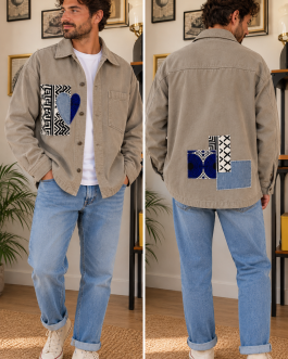 Veste en jeans gris clair – Taille M/L – pièce unique