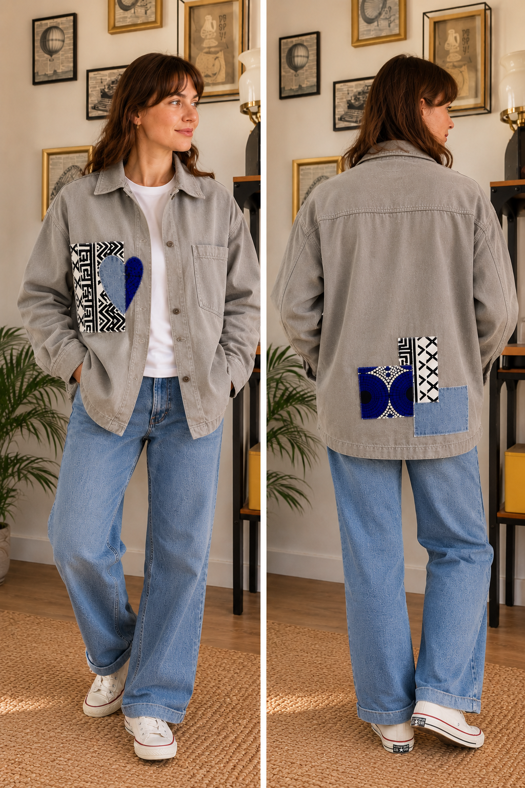 Veste en jeans gris clair - Taille M/L - pièce unique – Image 2