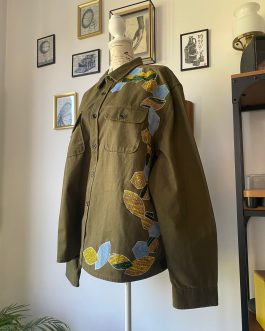 Veste-surchemise kaki en coton – Wax & jean – taille XXL