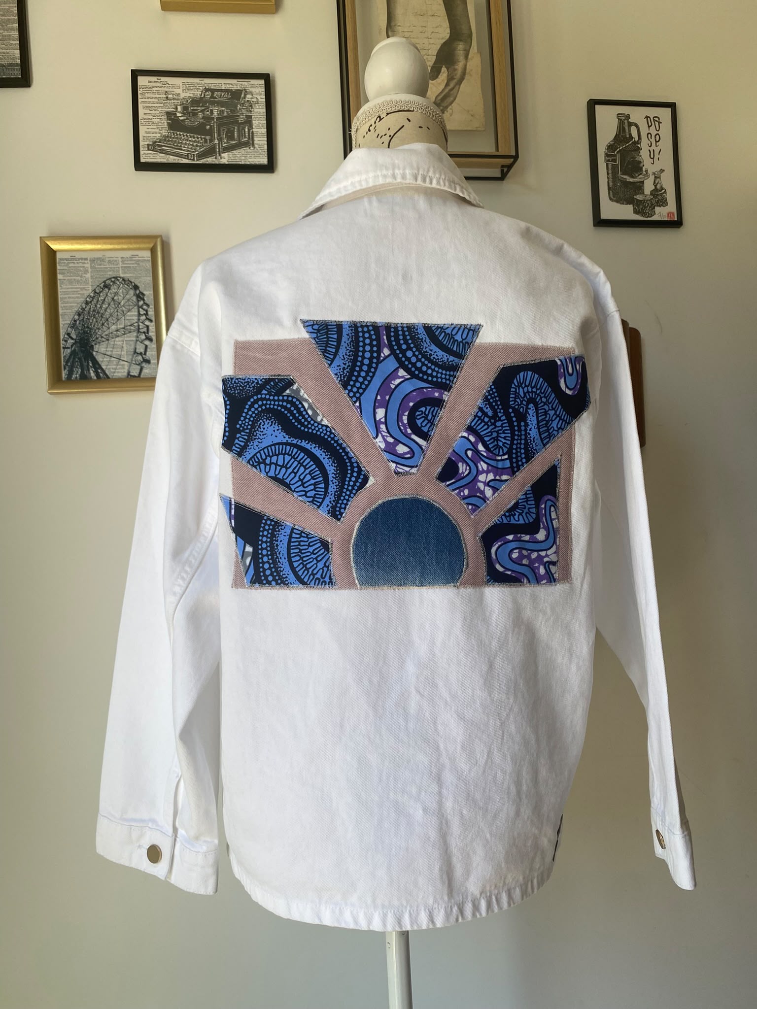 Veste blanche upcyclée wax – Taille S/M – Image 4