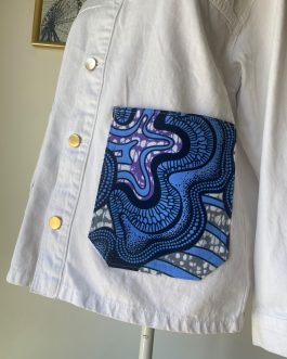 Veste blanche upcyclée wax – Taille S/M